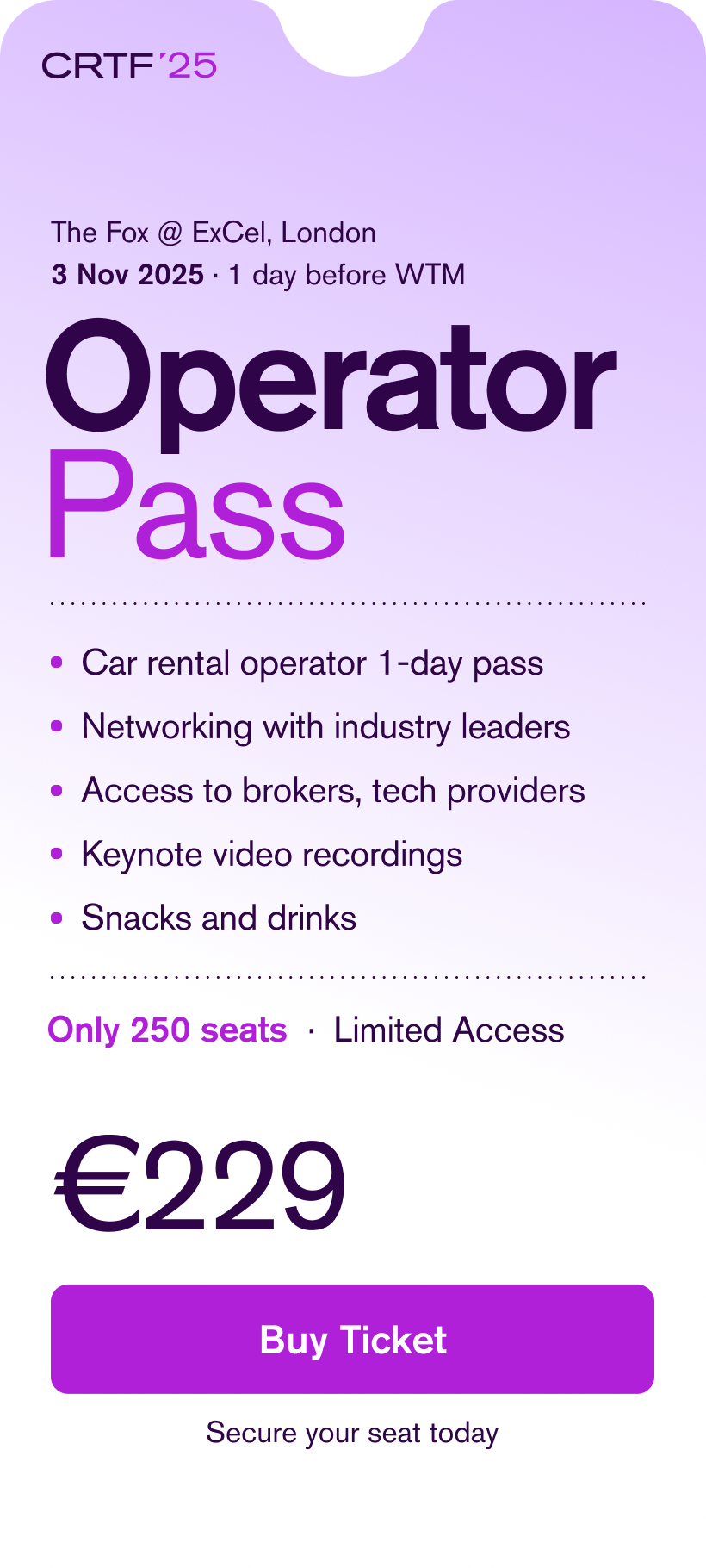 Car rental operator pass